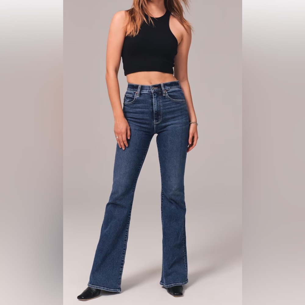 A&F short high rise wide leg flare jeans